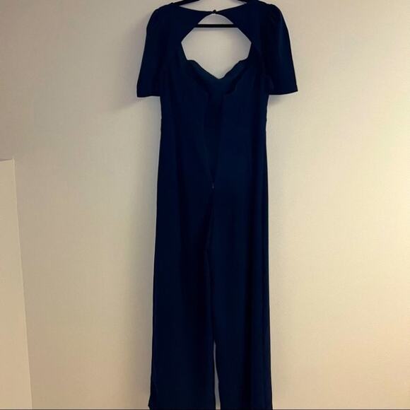 Harlyn Anthropologie Wide Leg Navy Jumpsuit Size Medium / M / 6 / 8 - Picture 5 of 7